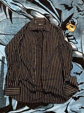 Vintage Valentino Men's Striped Black Dress Shirt Size XL Made in Italy 
