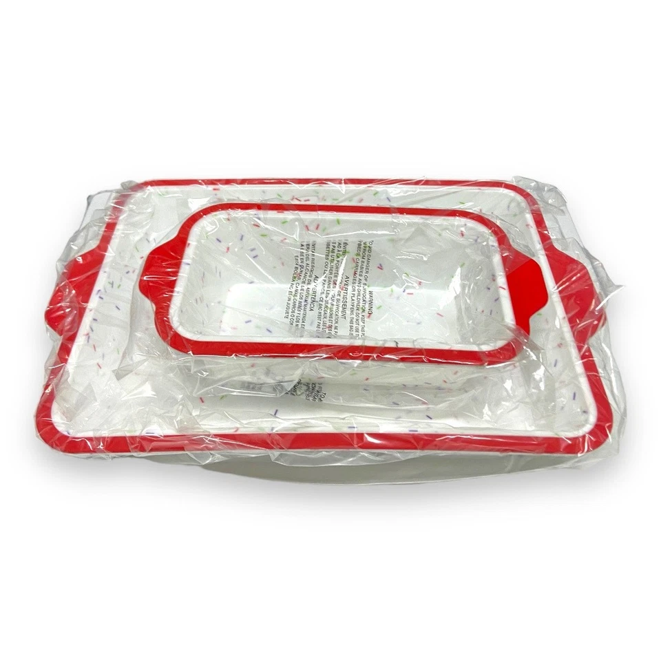 Cuisinart 2 Piece Silicone Bakeware Set Red White Sprinkles Look  Cake Loaf NEW - Image 2 of 4