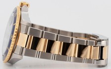 Rolex Submariner Date 40mm BLUE 18K Gold No-Holes GOLD BUCKLE Steel 16613 Watch 6