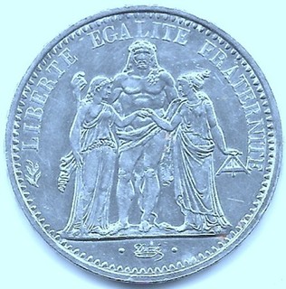 Ancienne monnaie d'argent de 10 Francs Hercule 1966 en état SUP.