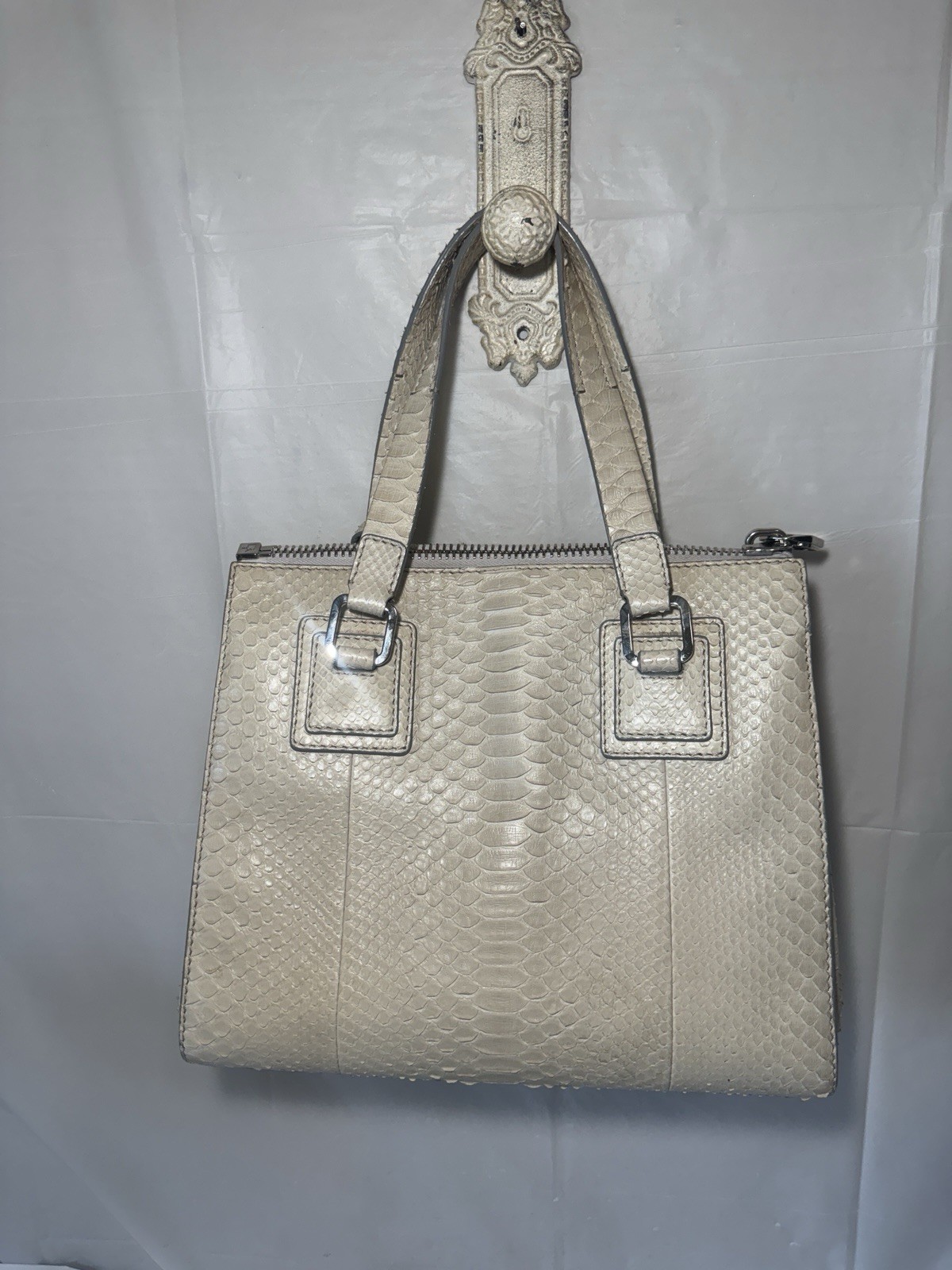 ALEXANDRA CLANCY Oren Python satchel in Ivory/cre… - image 6