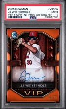 JJ Wetherholt 2025 Bowman Chrome Orange Refractor VIP PSA 9 SP RC Auto #16/25
