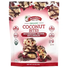 Organic Coconut Bites, with Cranberries, Chia Seeds, Goji & Chocolate, 5.25 oz