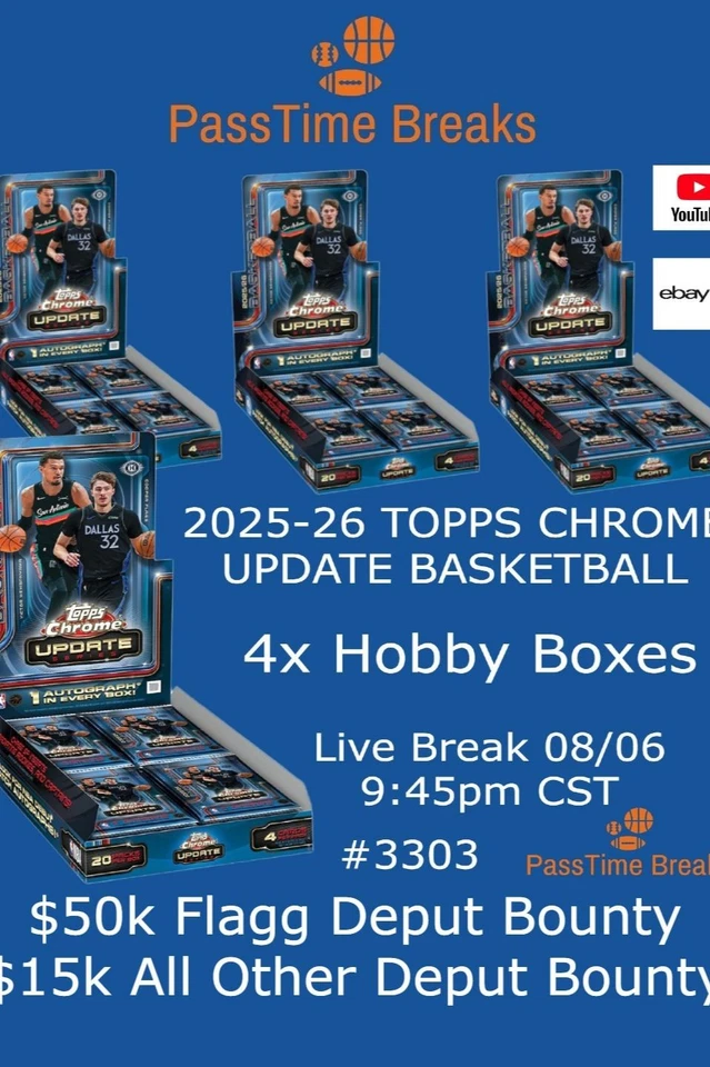 2025-26 TOPPS CHROME UPDATE BASKETBALL - 4x Hobby Box - PYT BREAK 3203