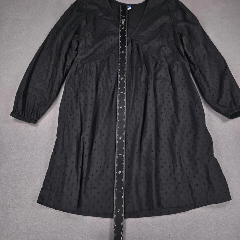 Antiguo Vestido Muñeca Bebé Azul Marino Para Mujer Mediano Negro Manga Larga Baile Boho Lunares Texturizados Foto 4 de 4