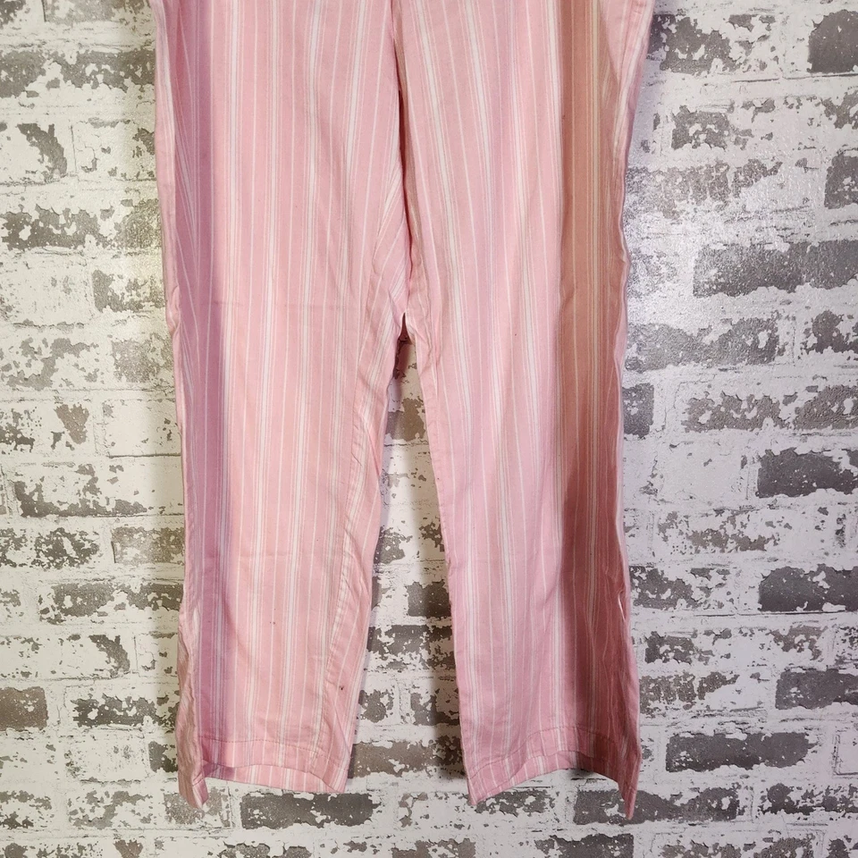 Ralph Lauren Womens Pajama Pants Pink White Stripe Cotton Size XL Casual Comfort - Image 4 of 4