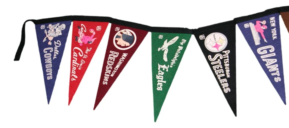 Vintage 1960 NFL 15 Pennant String Quase Perfeito Raro 80" X 12" - Imagem 2 de 4
