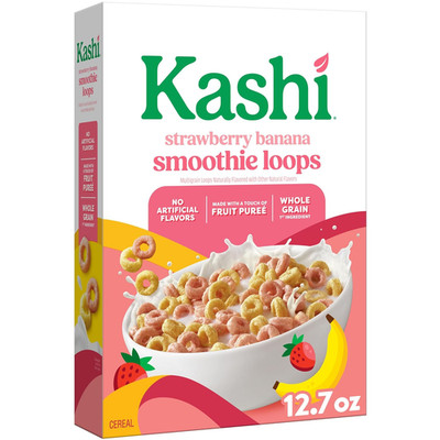 Kashi Cereal, Whole Grain, Vegan, Strawberry Banana Smoothie Loops, 12.7 Oz