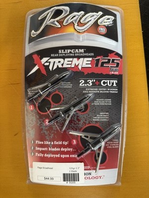 Rage Slipcam X-Treme Broadheads 125 Grain 2-Blade 2.3'' with Cut