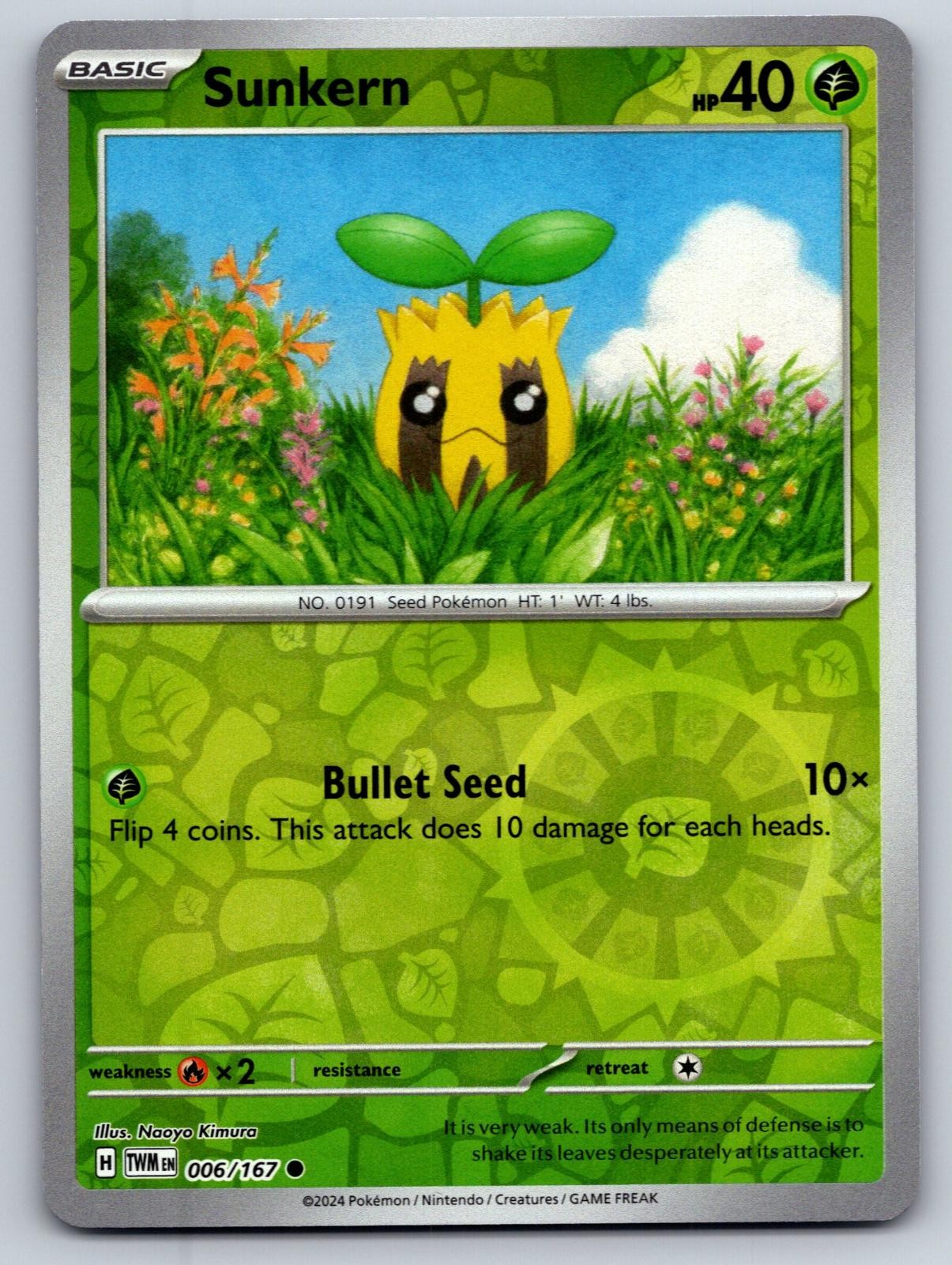 Sunkern 006/167 Common Twilight Masquerade Pokemon Reverse Holo Near Mint