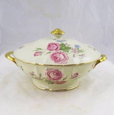 Bernardaud & Co Limoges 19566 Pink Rose Covered Serving Bowl 11" France