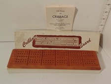 Vintage Horn Cribbage Board 1941 Solid Wood USA All 6 Pins Original Box