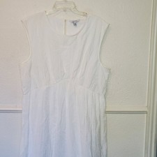 Nine West White Crinkle Sleeveless Empire Waist Tiered Midi Dress XXL