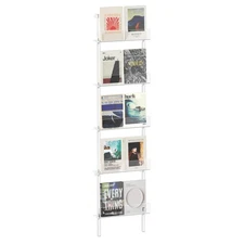 5-Tier Narrow Acrylic Bookshelf, 3.9" D x 15.8" W, Space-Saving Slim Storage ...