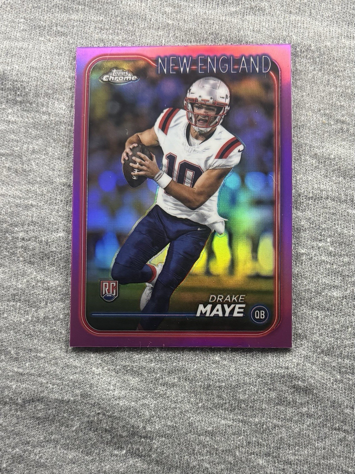 2024 Topps Chrome Drake Maye Pink Rookie Refractor Card # 203