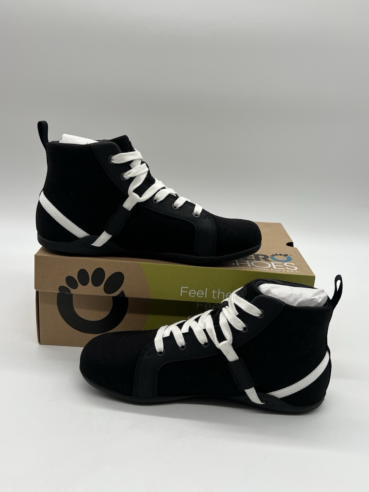 Xero Shoes Toronto Mens Size 8 Black Mid Top Barefoot Canvas Sneakers