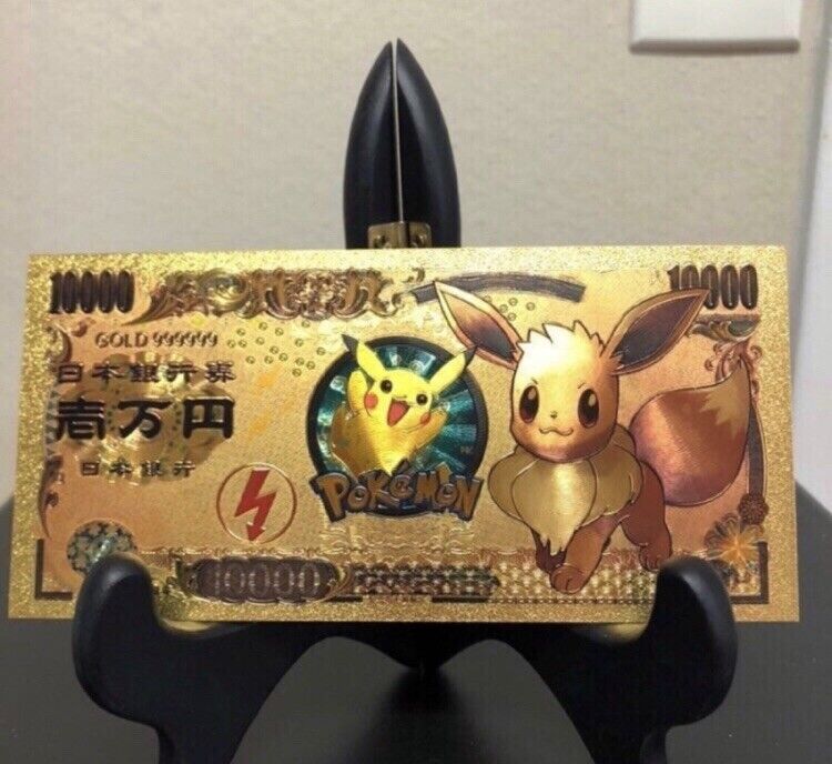 24k Gold Plated Espeon Eevee Pokemon Banknote for Sale in