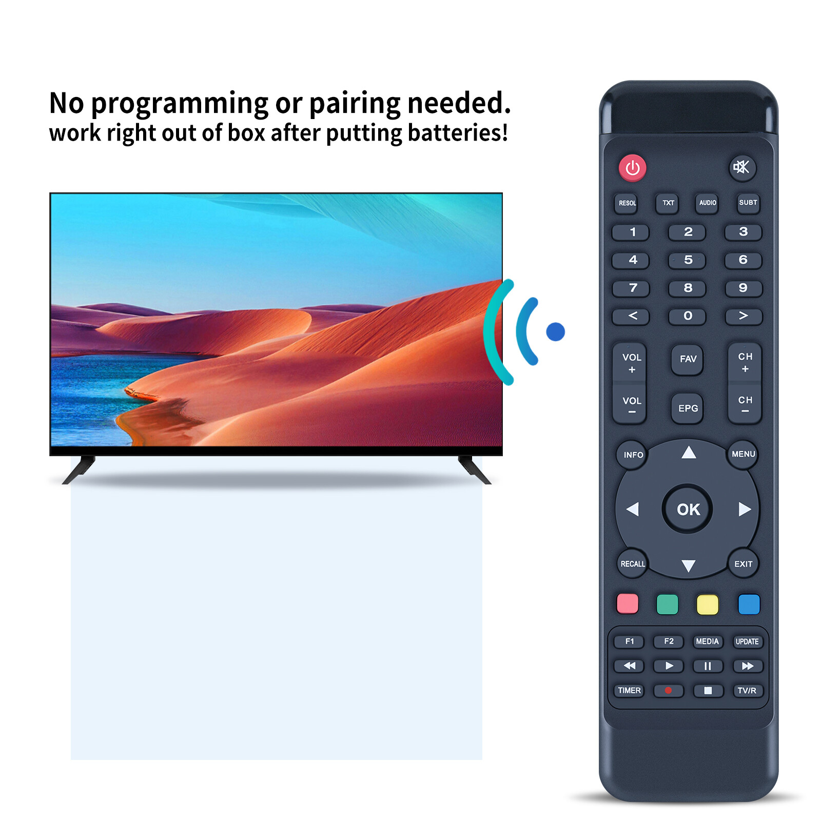 Remote Control Fit For VIARK SAT DVB-S2 4K Full HD Satellite H.265 HEVC Receiver