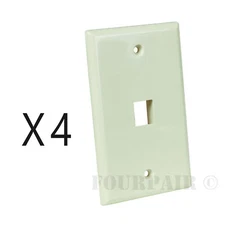 4 Pack Lot Keystone 1 Hole Port Jack Network Wall Face Plate CAT5e CAT6 Almond