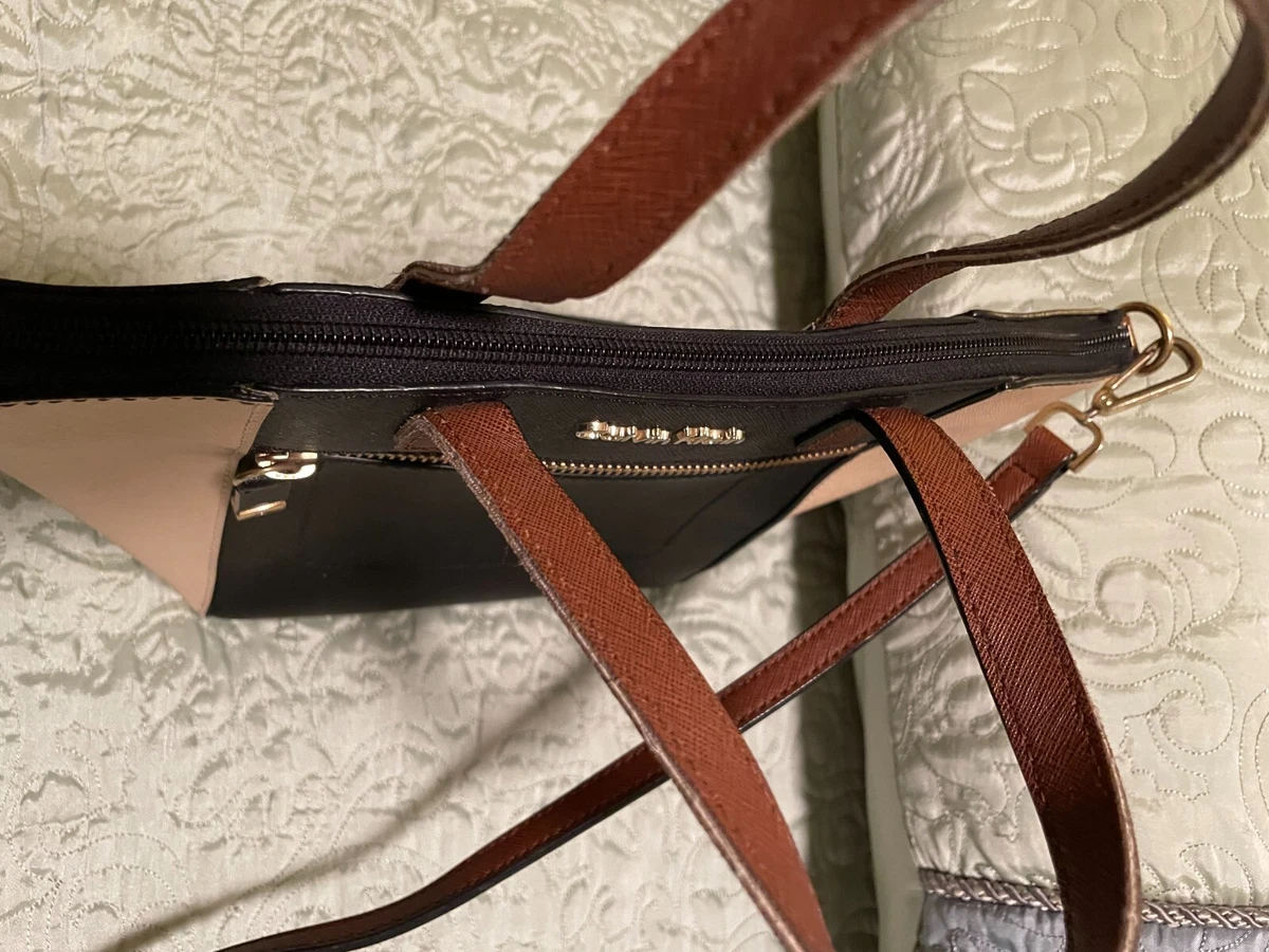 SALE Calvin Klein Handbag Crossbody strap Dk Brown Beige Chocolate interior