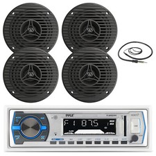 Pyle PLMRB29W Single DIN Bluetooth MP3 Marine Receiver, 4x 3.5" 75W Speakers