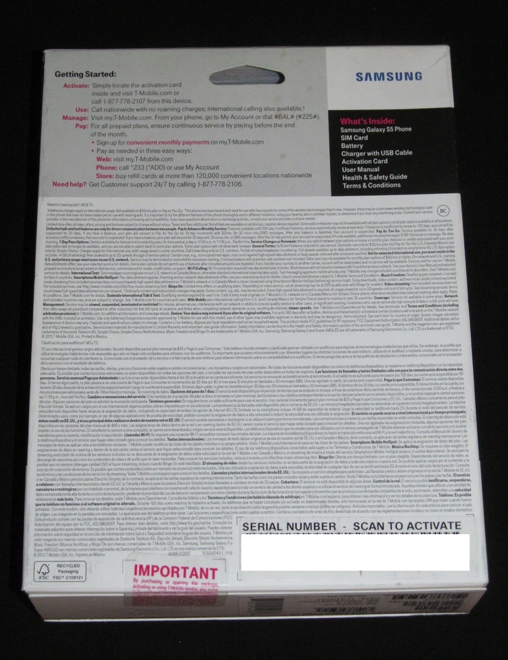 Brand New Sealed T-Mobile Samsung Galaxy S5 Prepaid 16GB 4G LTE Smartphone-Black - Image 4 of 4