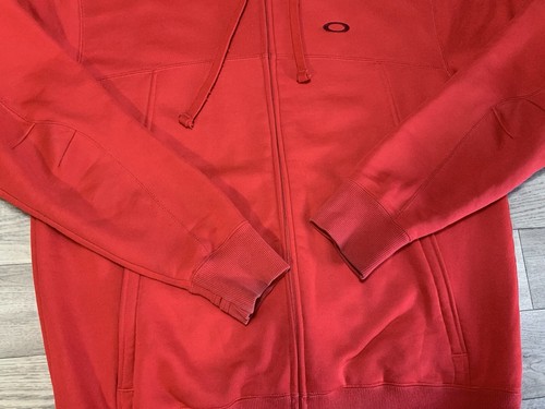 Oakley Hoodie Mens Medium Red Fleece Lined Zip Up Sweatshirt - Picture 13 of 21
