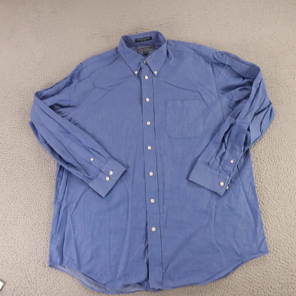 Paul Fredrick Shirt Mens XL 17 35 Blue Geometric 100% Cotton Twill Button Up - Image 2 of 4