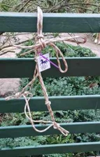 Brown white and tan rope horse halter non stretch and rot proof cob size