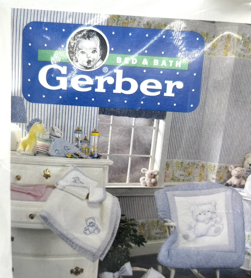 Toalla con capucha Gerber 1994 cama de bebé baño oso cambray nueva de stock rara difícil de encontrar Foto 4 de 4