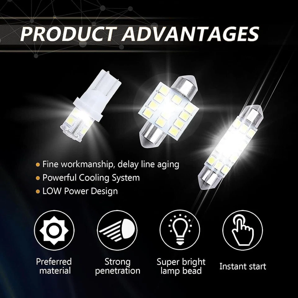 20pcs LED Interior Lights Bulbs Kit Car Trunk Dome License Plate Lamps 6000K - Image 2 of 4