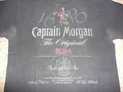 Mens Vintage Captain Morgan Black T-Shirt - Picture 4 of 9