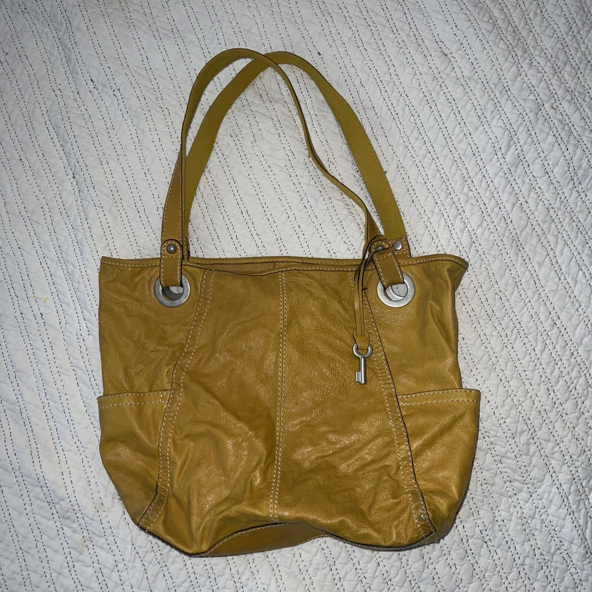 Fossil Mustard Yellow Leather Shoulder Bag Purse