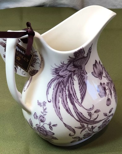 Spode Kingsley 1.5 Pt White Purple Birds Flowers Decor Porcelain Jug Pitcher BN - Picture 5 of 12