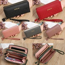 Women Leather Wallet Clutch Long Phone Card Holder Purse Zipper Handbag Wristlet