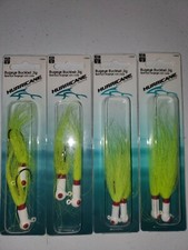 4 PACKS-Hurricane Bugeye Bucktail 3/4 oz H-BEB34-101 Jig 2 Pack/White Chartreuse