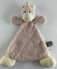 Demdaco Unicorn Lovey Security Blanket Plush Pink Baby Rattle Toy 14