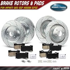 Front & Rear Side Drilled Brake Rotors + Ceramic Brake Pads for INFINITI Q60 G37
