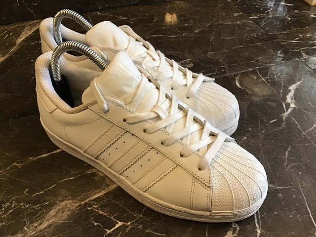Adidas Superstar Women 8 All White 3 Stripes Athletic Shoes | eBay