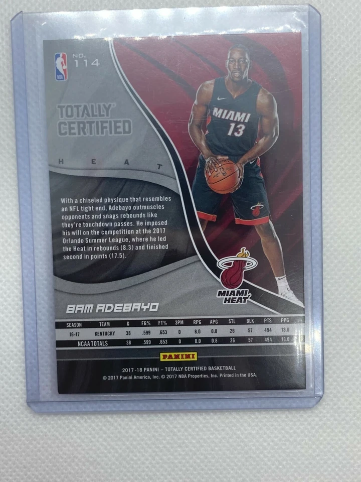 2017-18 Panini Totally Certified Bam Adebayo Rookie 206/299 #114 - Image 2 of 2