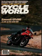 JUNE 1983 CYCLE WORLD MAGAZINE, KAWASAKI GPz1100, KX500, YAMAHA VIRAGO, IT490