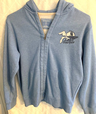 Lands End Boy's Blue Hoodie Sweat shirt zip front 14-16