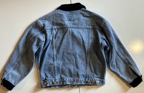 VTG 90s Y2K GAP Denim Trucker Jean Jacket Velvet Collar Youth M Preppy Rock - Picture 2 of 10