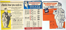 1950s GE Bulbs Counter Sales Display Signs & Paper Bulbsnatching Ad Characters