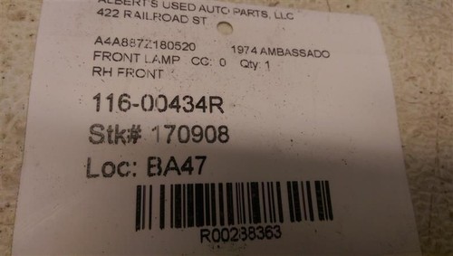 Luz de estacionamiento de pasajeros lámpara de estacionamiento señal de giro para AMC Ambassador 1974 - Imagen 4 de 5