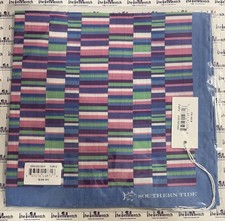 SOUTHERN TIDE Purple Geometric Multistripe Pocket Square/Silk Blend MSRP 39.50