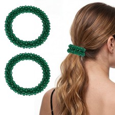2Pcs Rhinestone Hair Scrunchies Crystal Ties Elastic Holders Clear Green 