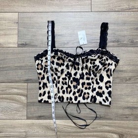 Windsor Womens Leopard Print Corset Cropped Top Size Medium Brown Tan