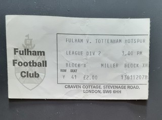 Fulham v Tottenham/Spurs 1977/78 2nd Division ticket