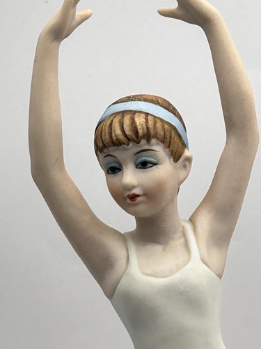 VTG Porcelain Ballerina Dancer Music Figurine Box Plays And Turns 11” Blue Works - Picture 5 of 6